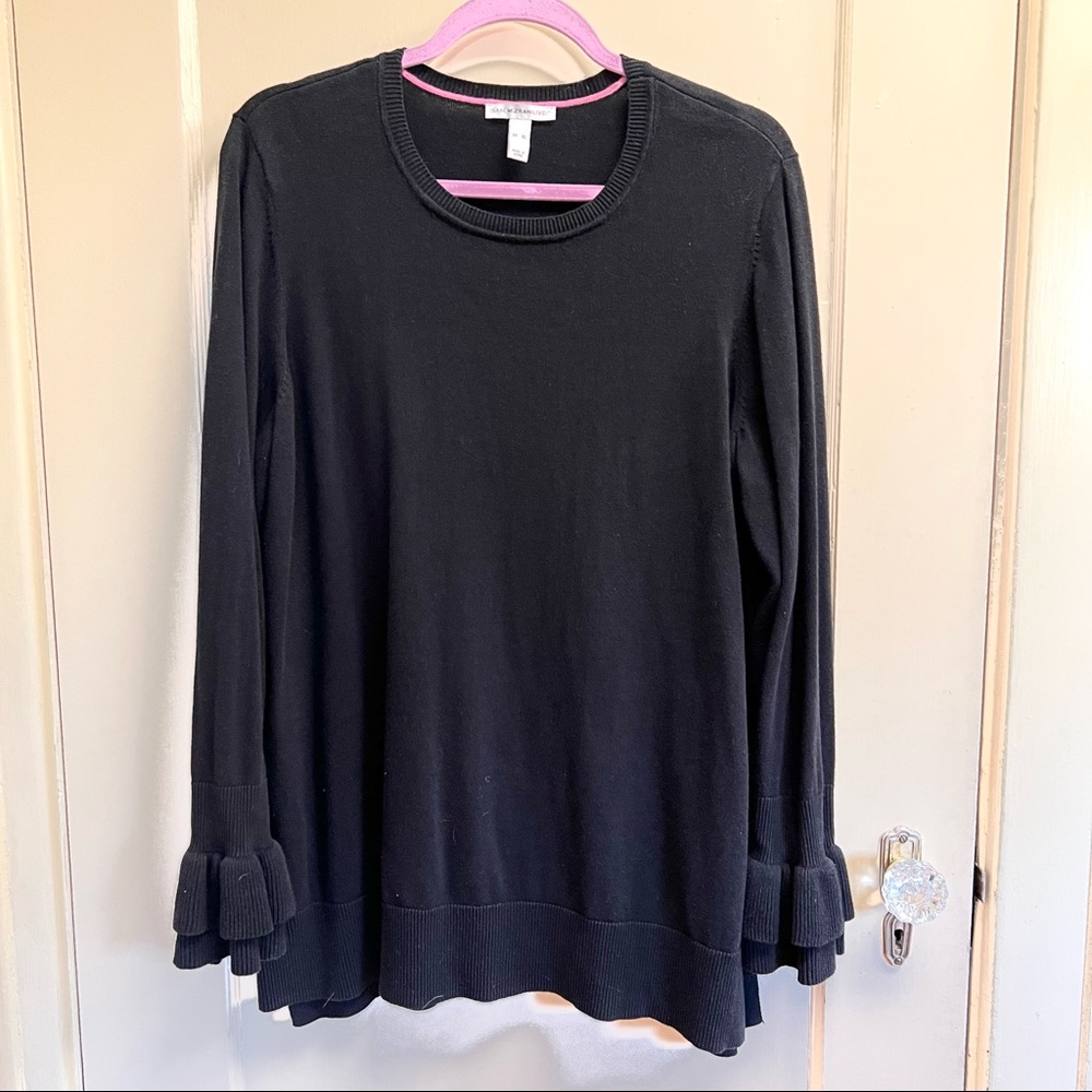 isaac mizrahi live Womens XL Black Tunic Pullover Sweater.